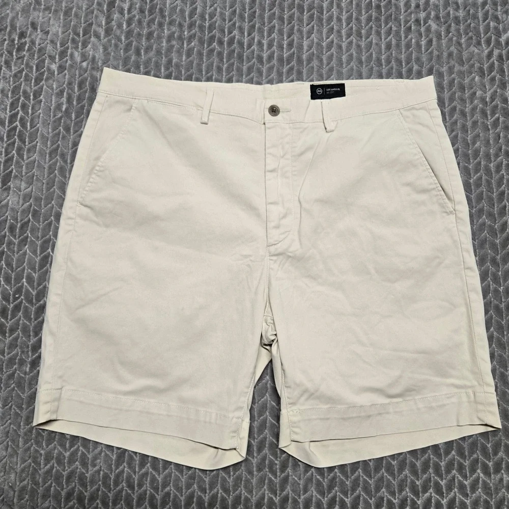 AG Adriano Goldschmied Archie Short Mens 38 Beige Khaki‎ Straight Trouser Shorts